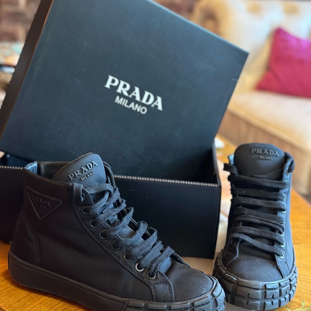 Prada Black Men's High-Top Sneakers